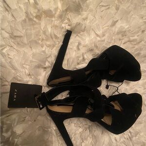 Zara black open toe heels
